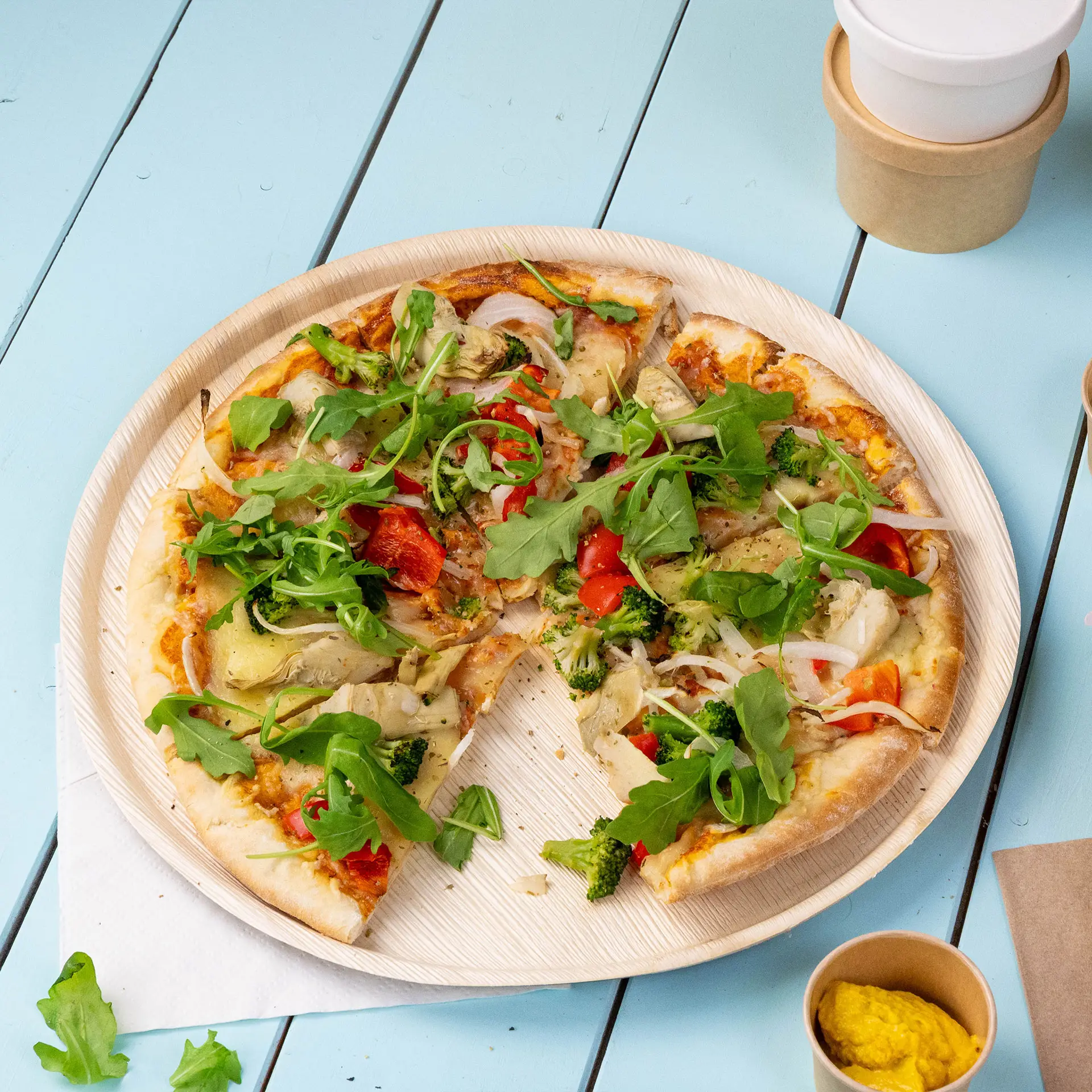 Palmblad pizzabord Ø 25 cm, rond
