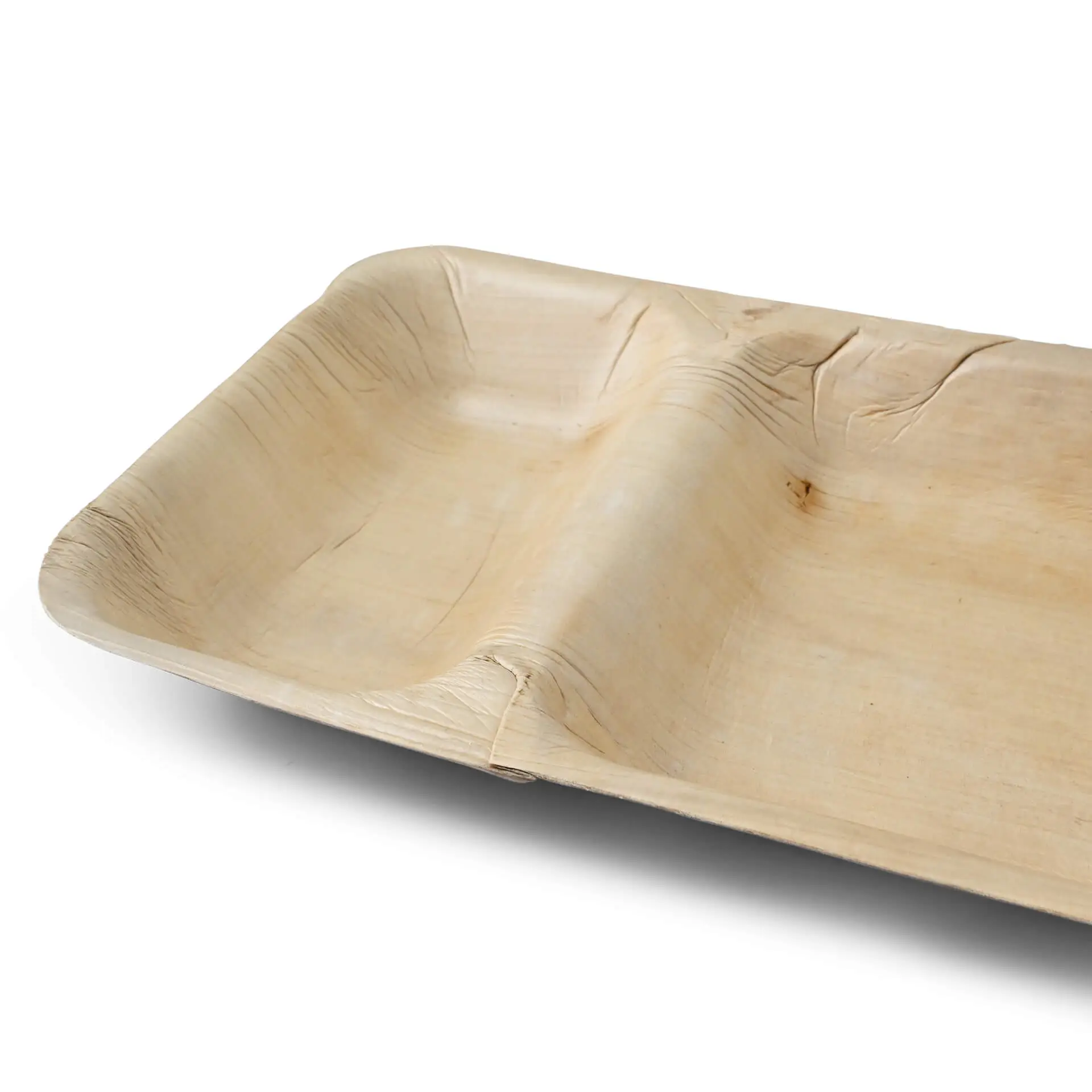 Palmblad bord 25x15 cm, 2-vaks, 3 cm diep, rechthoekig — hét festival & food truck bord